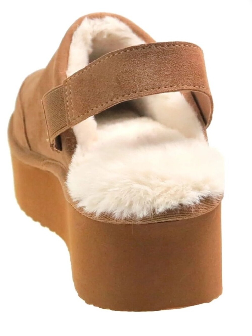 Joyspun Platform Slingback Women's Clogs Faux Fur Suede Slides Mule Size 8 - Picture 4 of 6